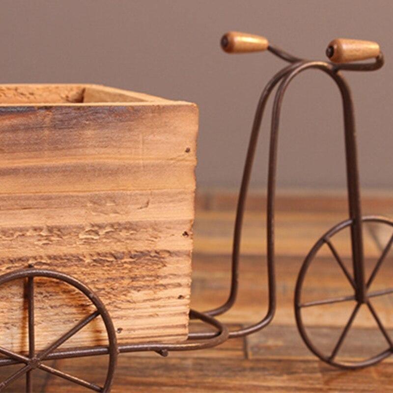 Wrought Iron Tricycle with Wooden Planter Stand